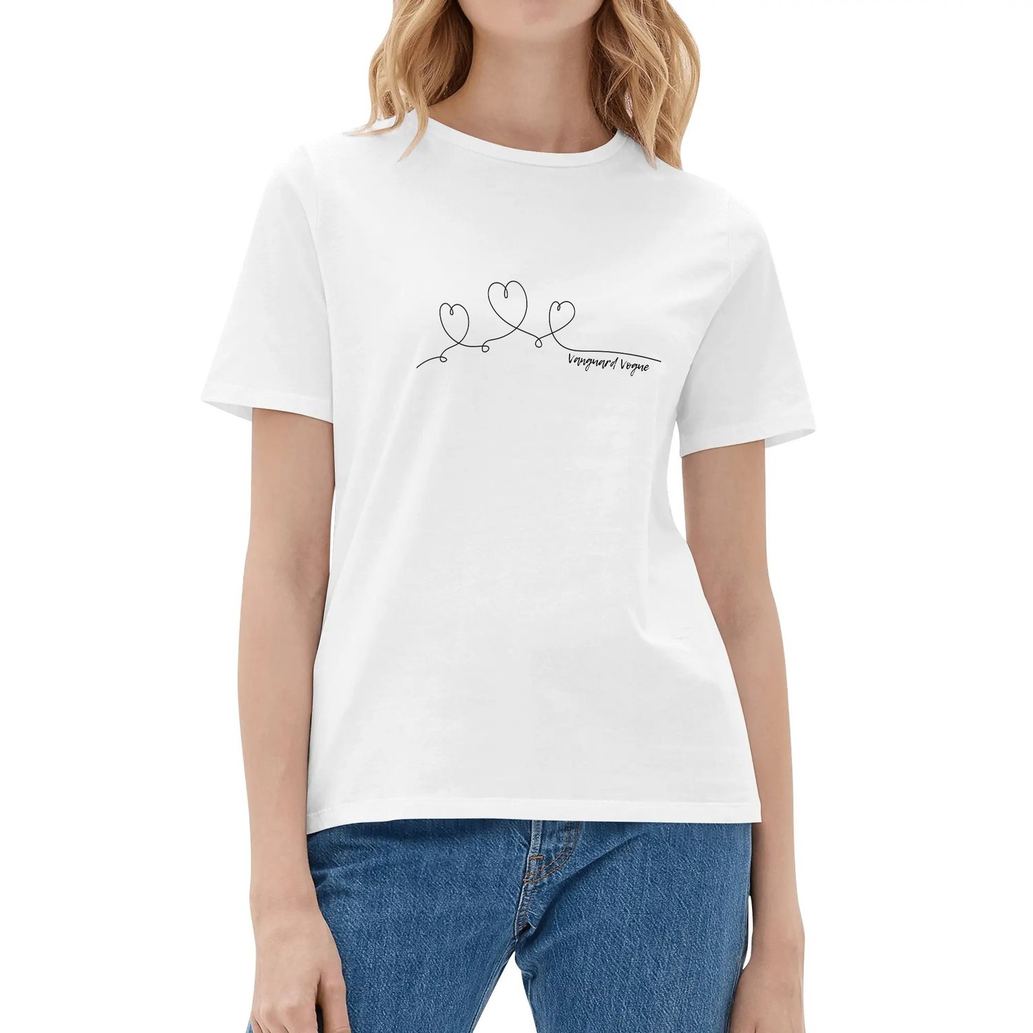 Women&#39;s Cotton HeartLine T Shirt, color: White, size: S
