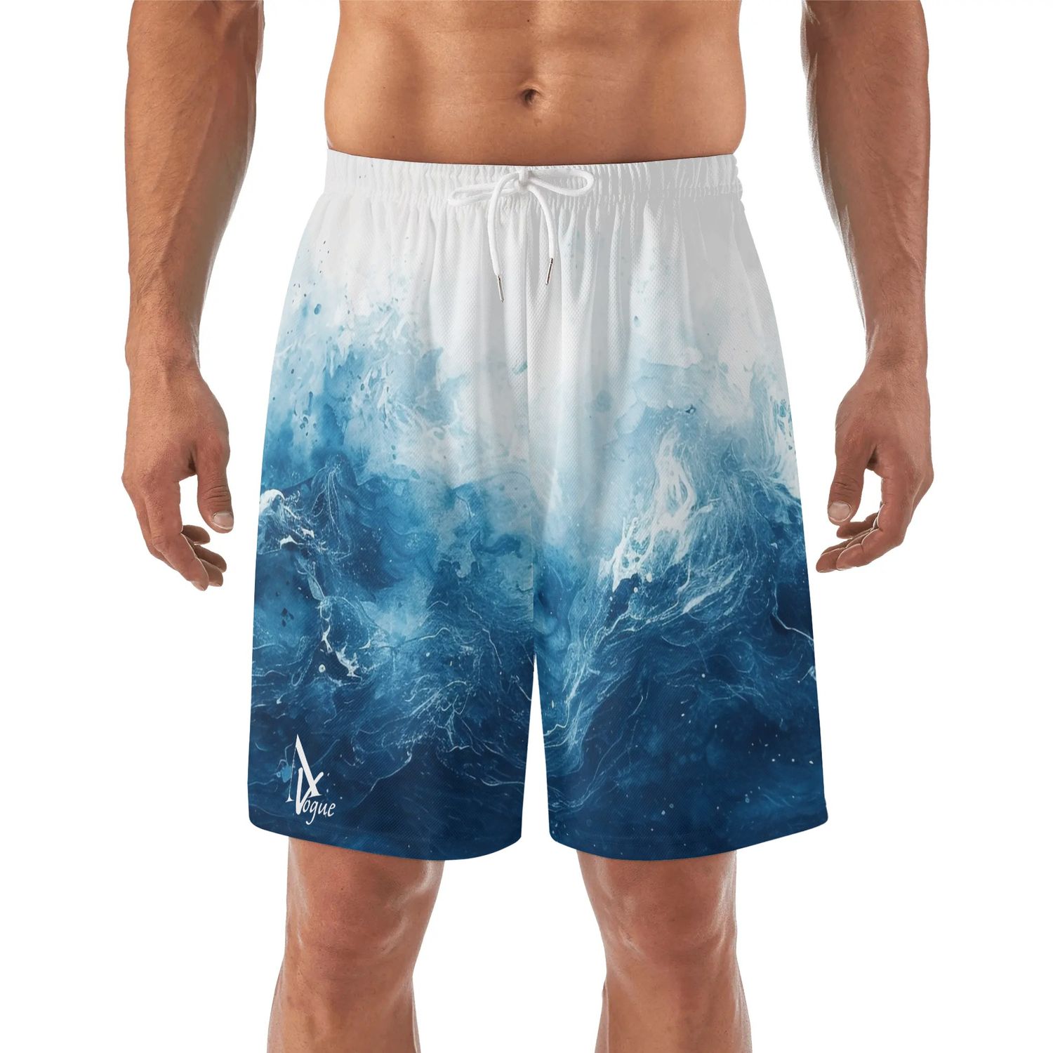 Men&#39;s Lightweight Hawaiian Beach Shorts, color: White, size: M