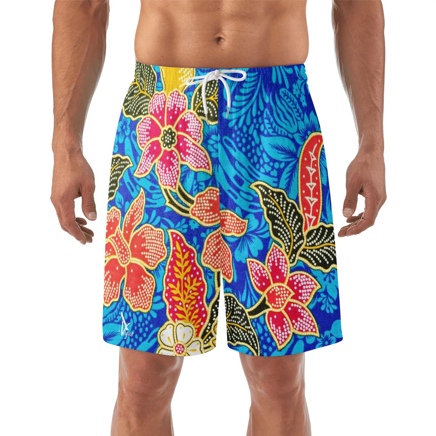 Men&#39;s Lightweight Hawaiian Beach Shorts, color: White, size: M