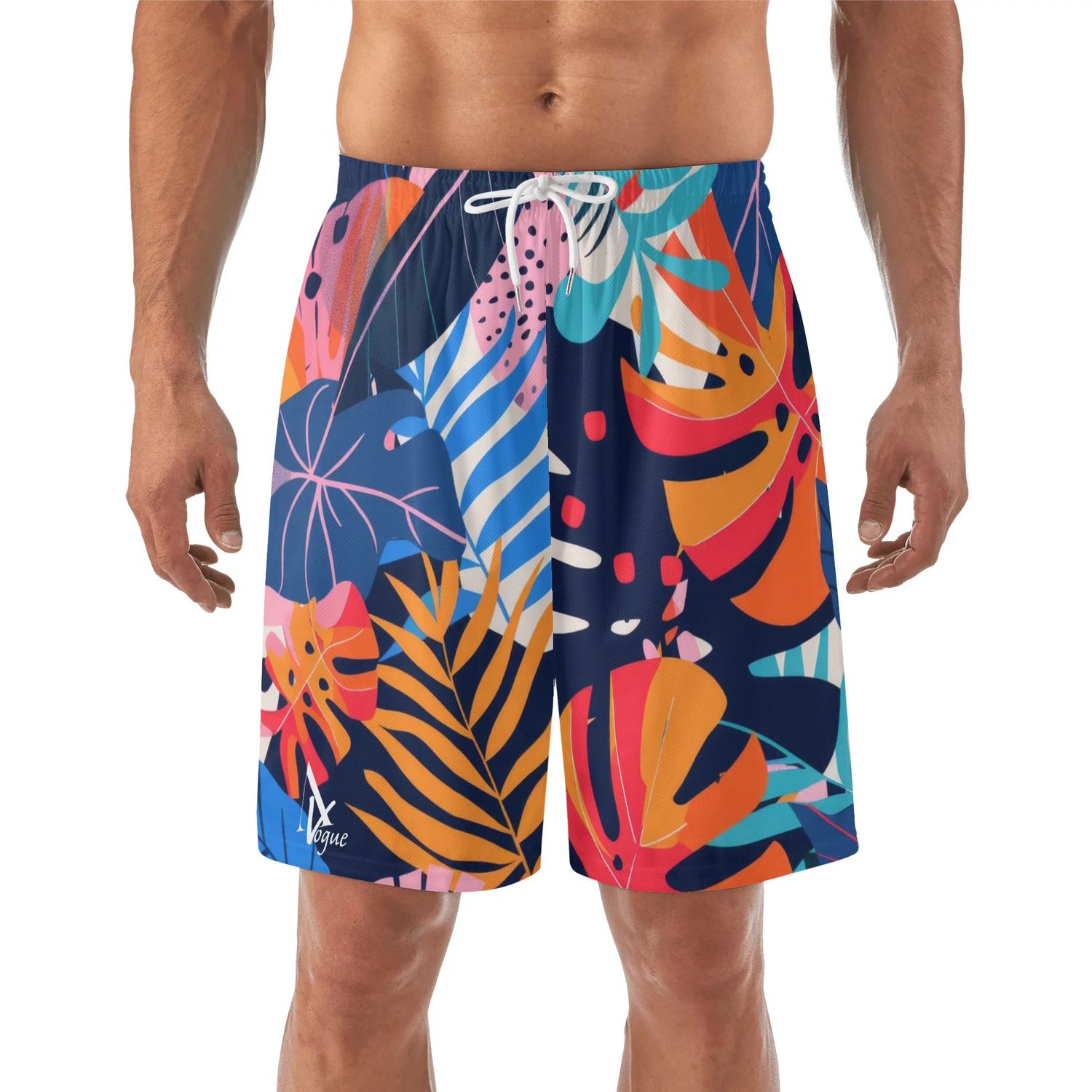 Men&#39;s Lightweight Hawaiian Beach Shorts, color: White, size: M