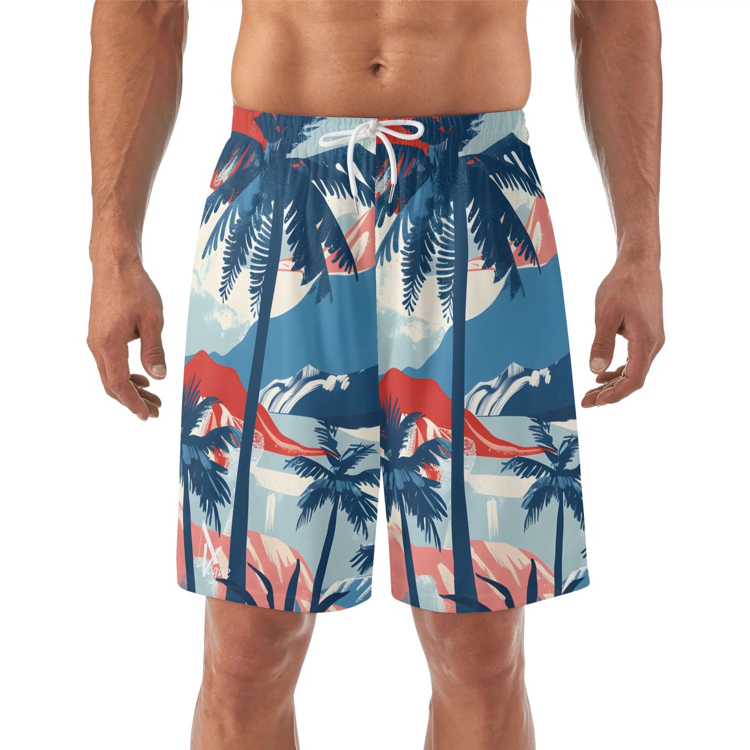 Men&#39;s Lightweight Hawaiian Beach Shorts, color: White, size: M