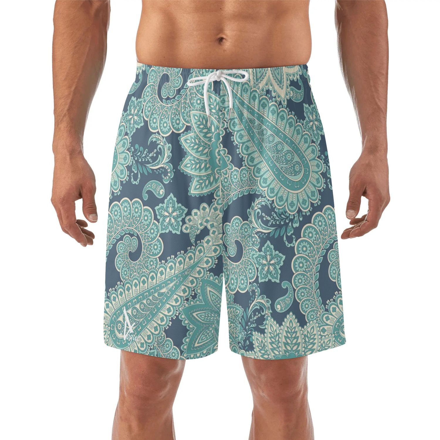 Men&#39;s Lightweight Hawaiian Beach Shorts, color: White, size: M