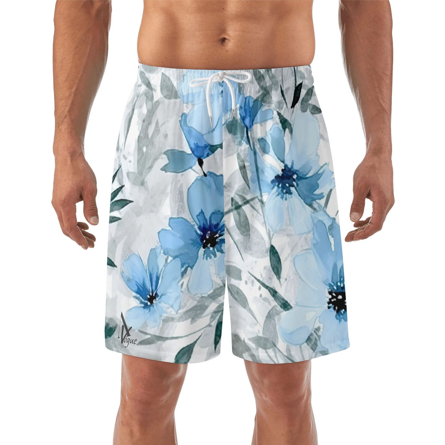 Men&#39;s Lightweight Hawaiian Beach Shorts, color: White, size: M