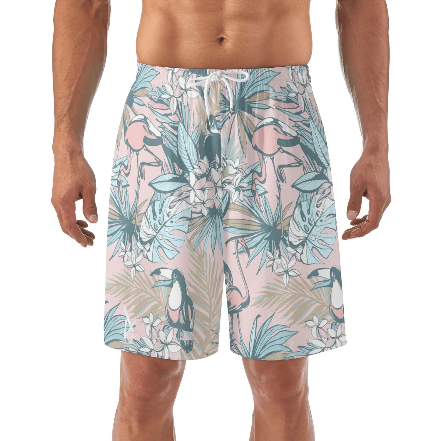 Men&#39;s Lightweight Hawaiian Beach Shorts, color: White, size: M