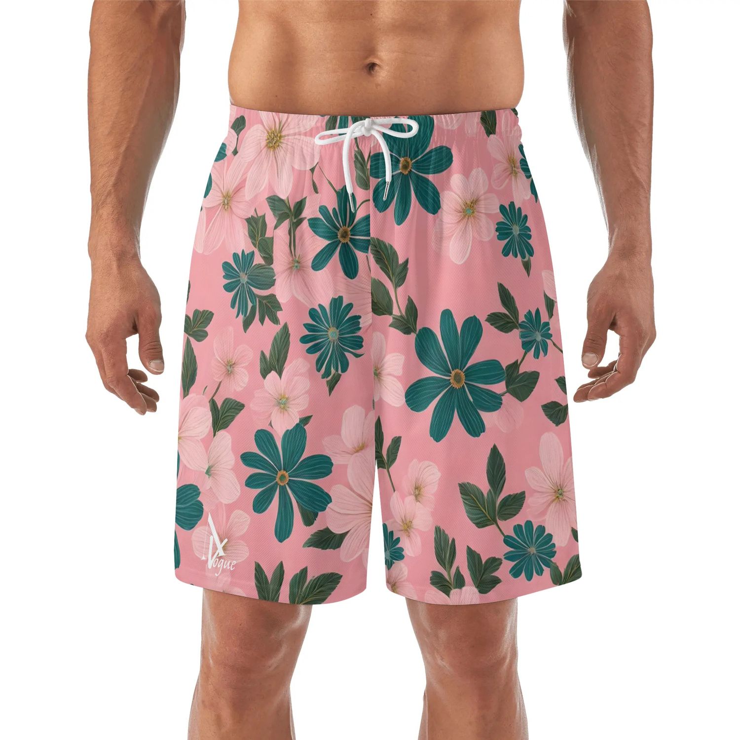 Men&#39;s Lightweight Hawaiian Beach Shorts, color: White, size: M