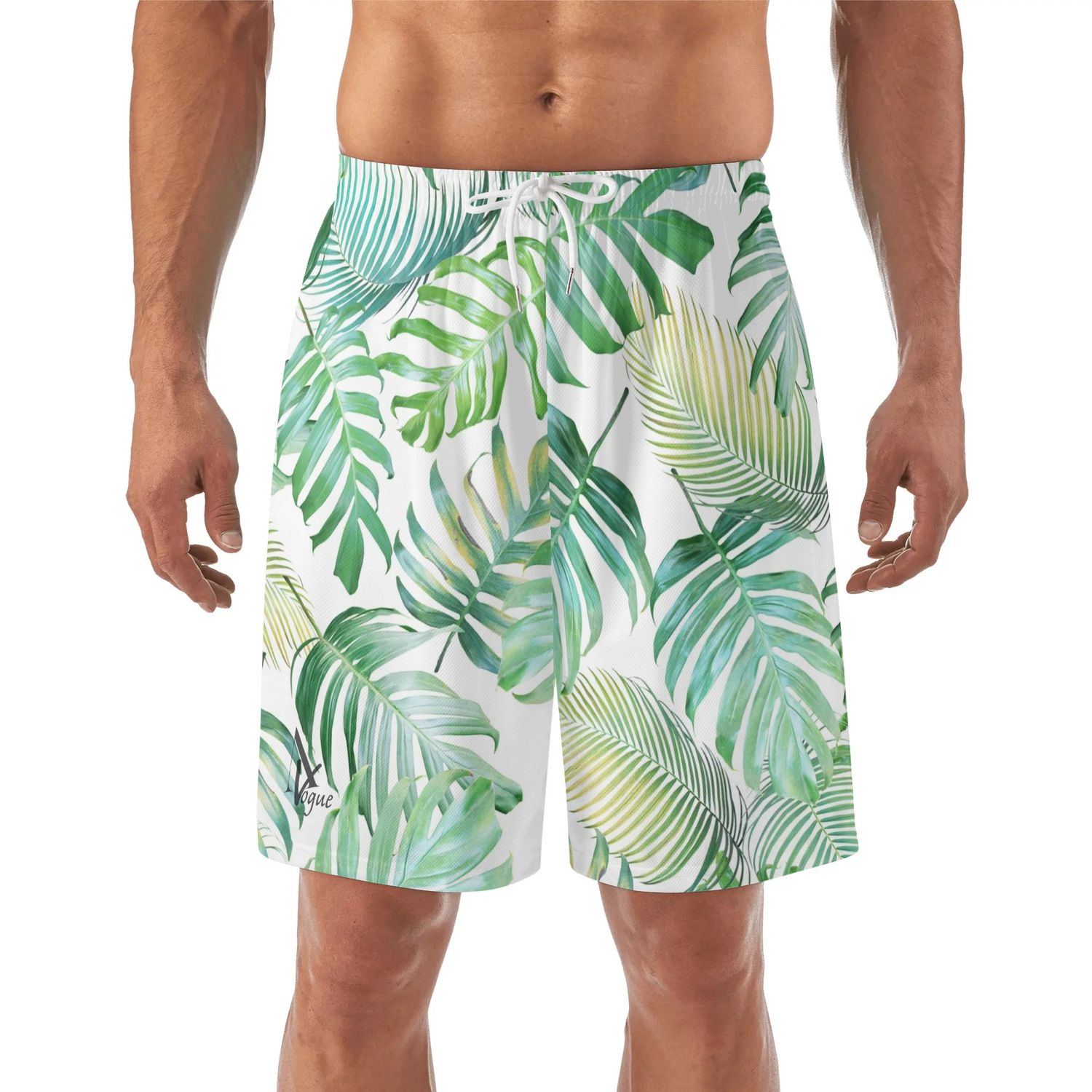 Men&#39;s Lightweight Hawaiian Beach Shorts, color: White, size: M