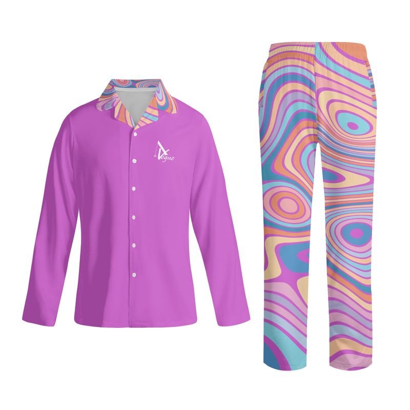Notch Collar Long-Sleeve Pajama Set