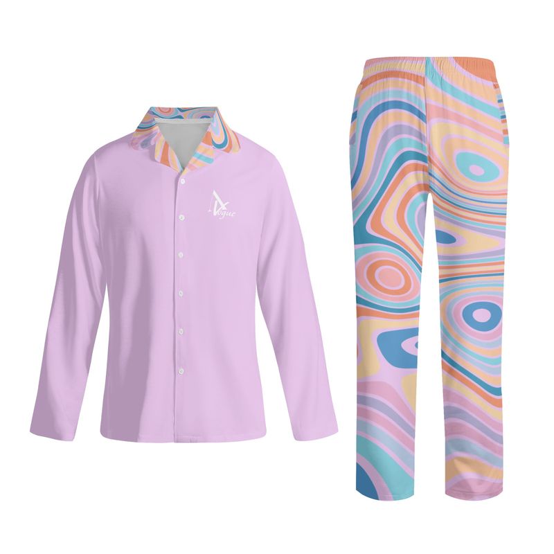Notch Collar Long-Sleeve Pajama Set