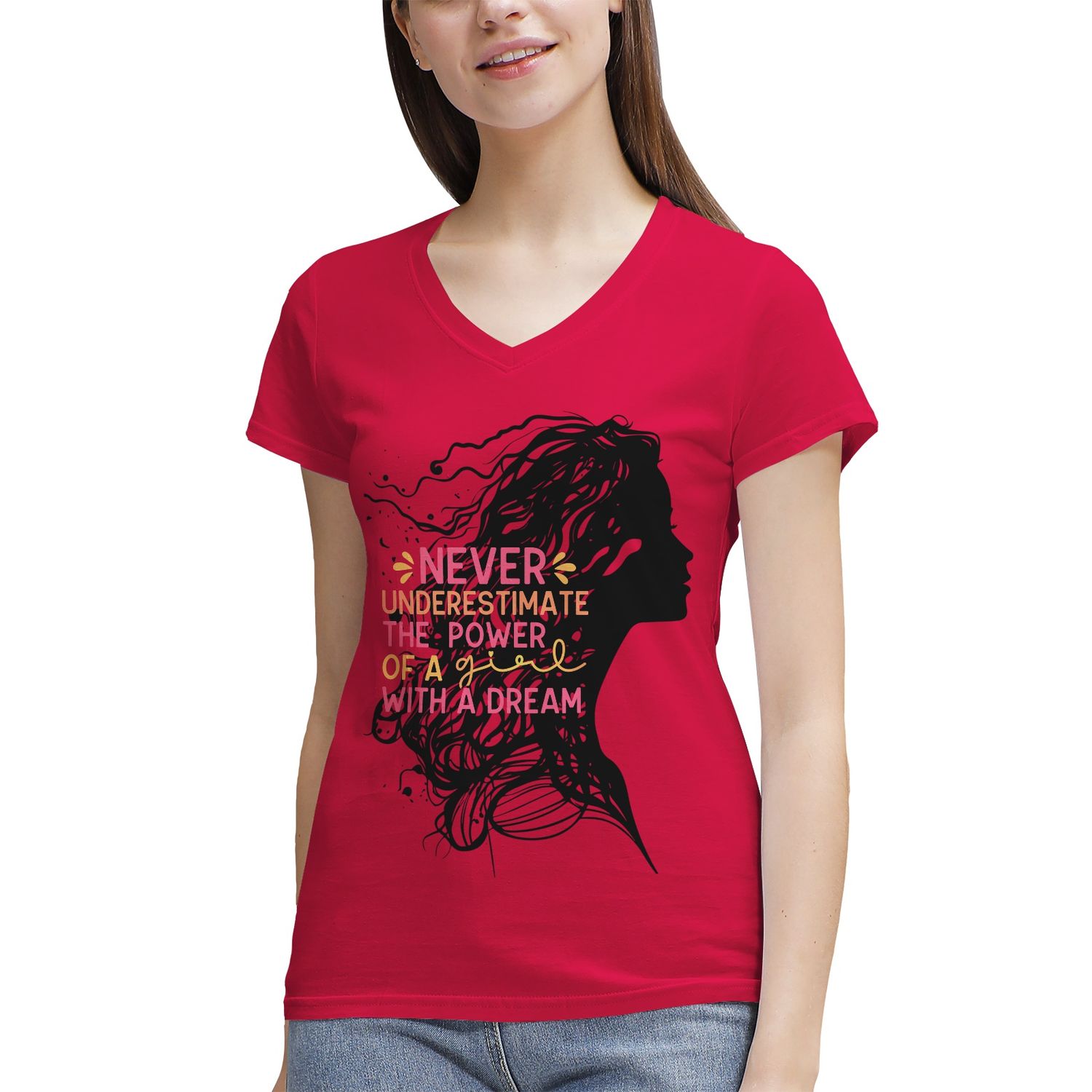 Women&#39;s 100% Cotton V‑Neck T‑shirt