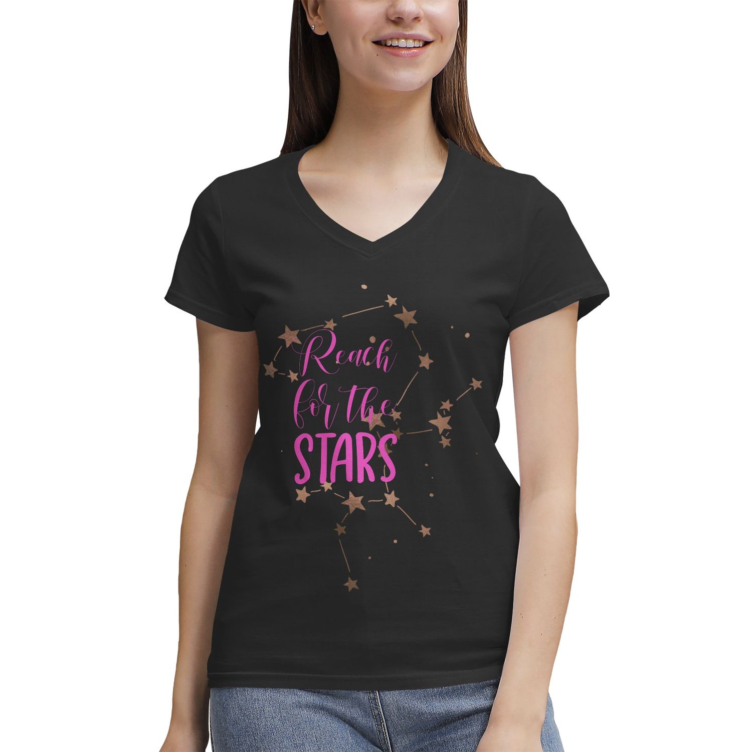 Women&#39;s 100% Cotton V‑Neck T‑shirt