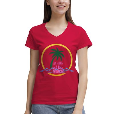 Women&#39;s 100% Cotton V‑Neck T‑shirt