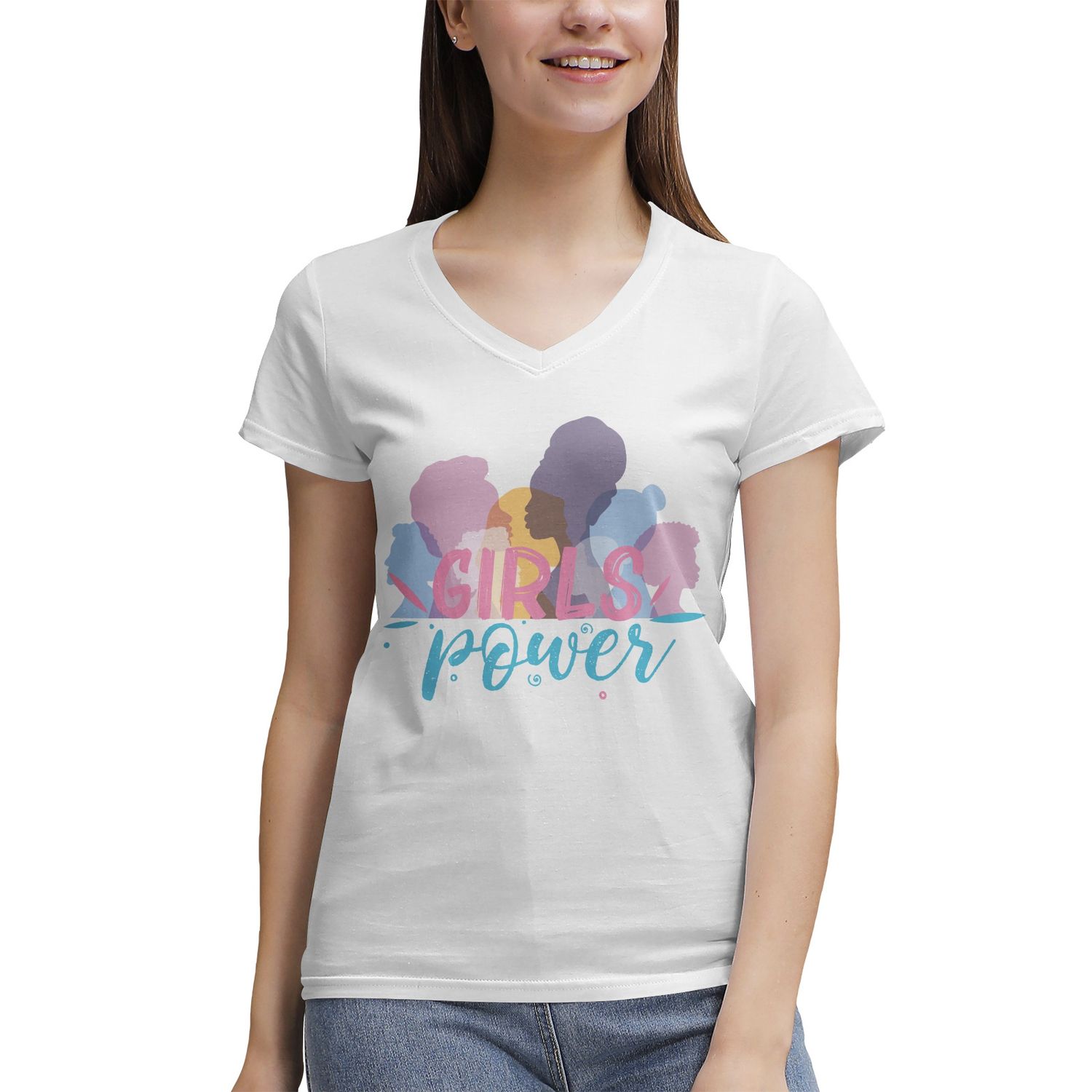 Women&#39;s 100% Cotton V‑Neck T‑shirt