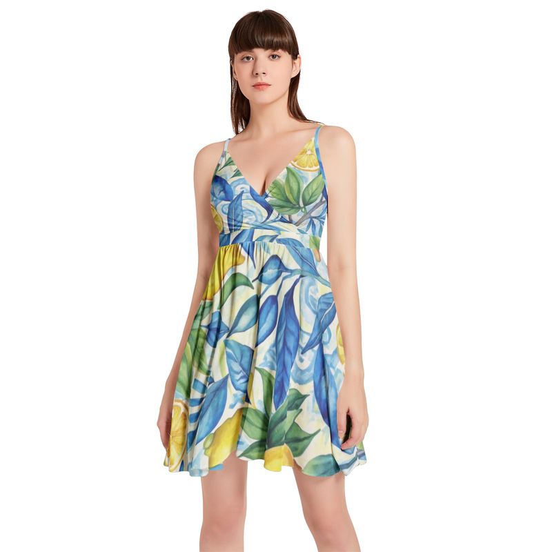 Spaghetti Strap Sleeveless Falred Hem Short Dress - Amalfi Collection