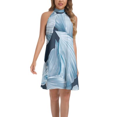 Tie Back Halter Neck Flared Dress