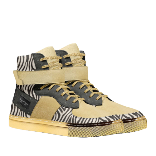 Handcrafted - Belt Style Sneaker Gold Hair Zebra Leather