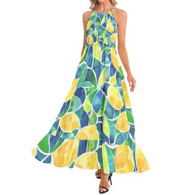 Ruffle Hem Halter Neck Maxi Dress Amalfi Collection