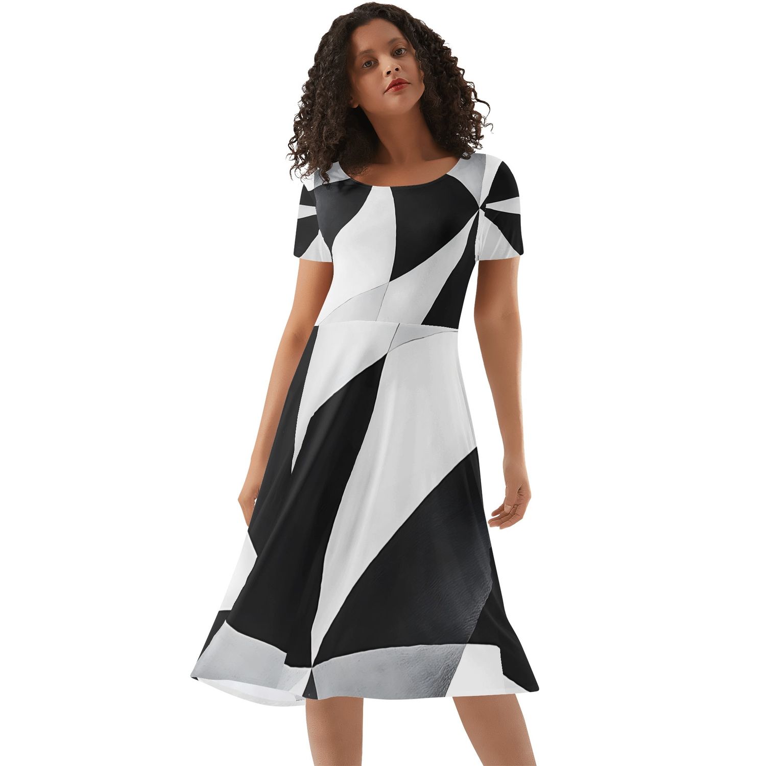 Women&#39;s Short Sleeve Ruffle Midi Dress, size: S