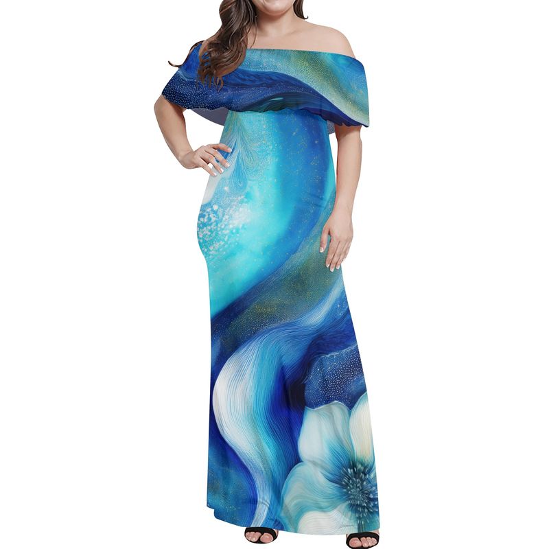 Curvy Women&#39;s Off Shoulder Wrap Long Dress
