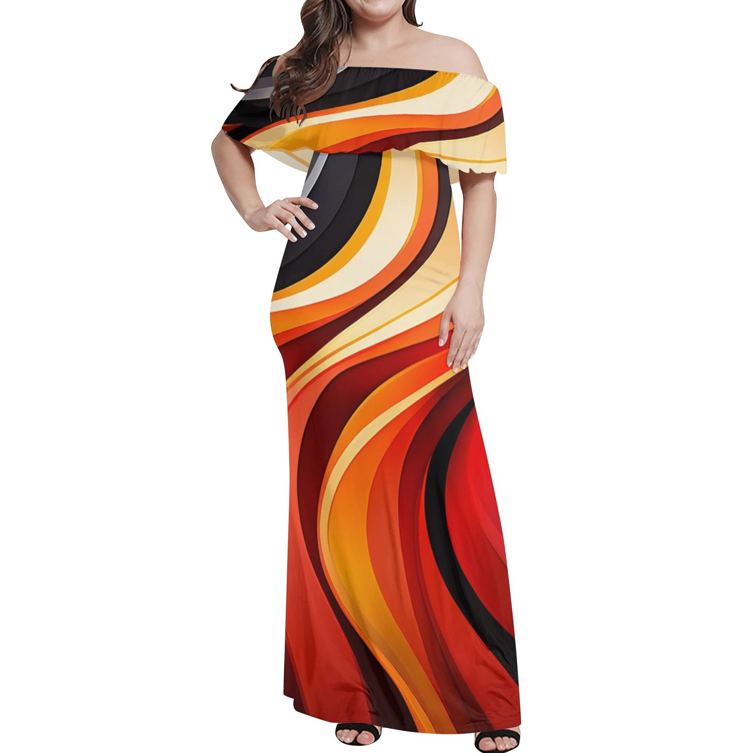 Curvy Women&#39;s Off Shoulder Wrap Long Dress, size: S
