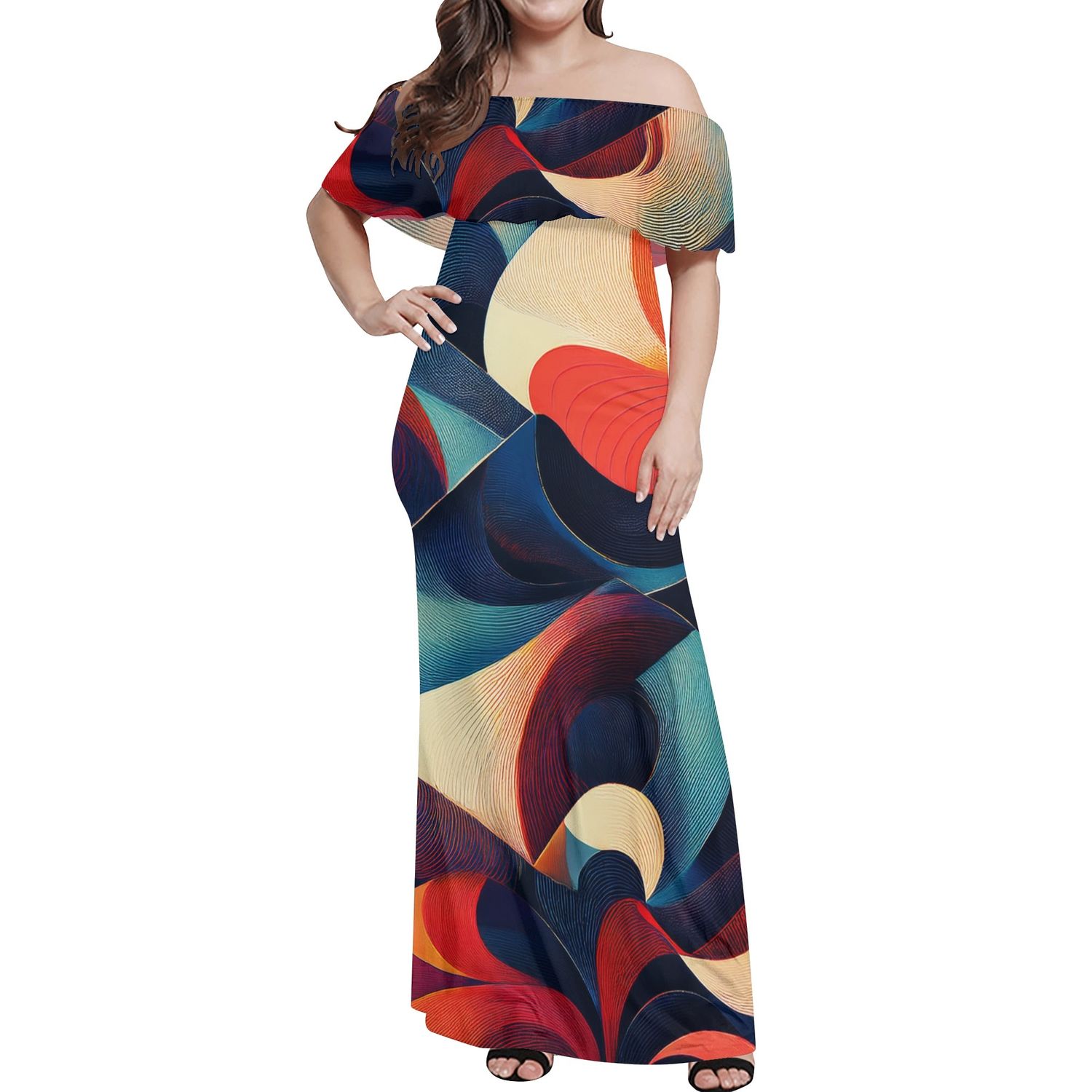 Curvy Women&#39;s Off Shoulder Wrap Long Dress, size: S