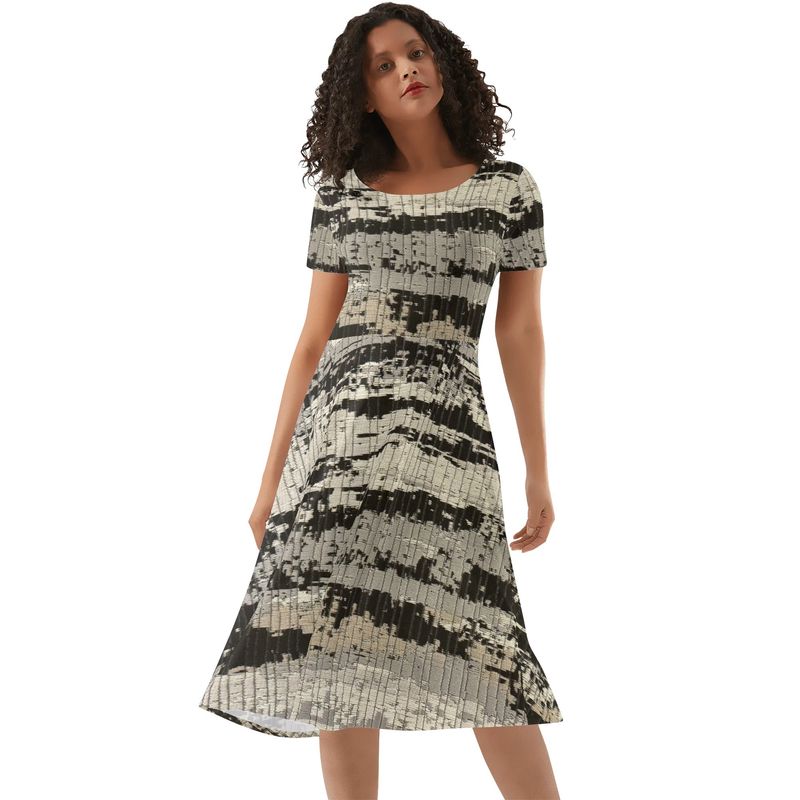 Women&#39;s Short Sleeve Ruffle Midi Dress
