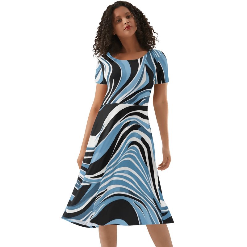 Women&#39;s Short Sleeve Ruffle Midi Dress