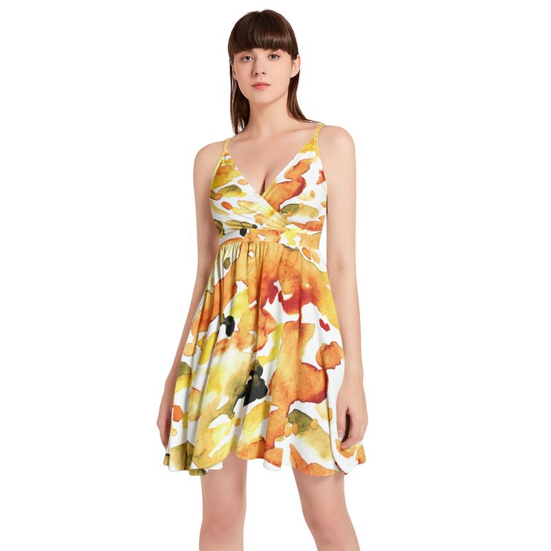 Spaghetti Strap Sleeveless Falred Hem Short Dress