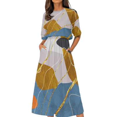 Women&#39;s Elastic Waist Casual Dress