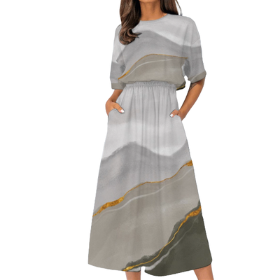 Women&#39;s Elastic Waist Casual Dress