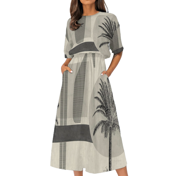 Women&#39;s Elastic Waist Casual Dress