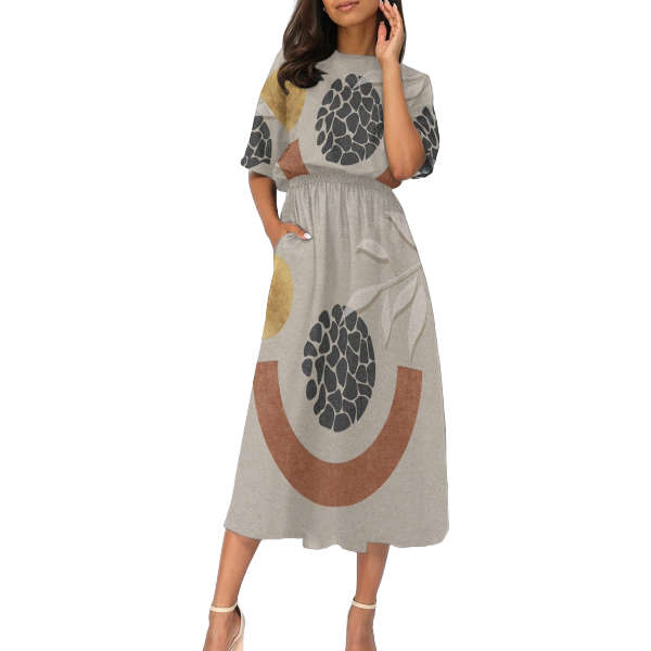 Women&#39;s Elastic Waist Casual Dress