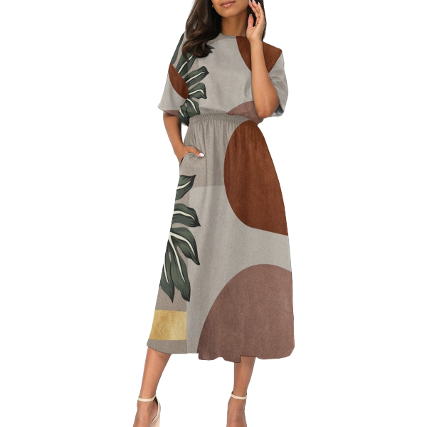 Women&#39;s Elastic Waist Casual Dress