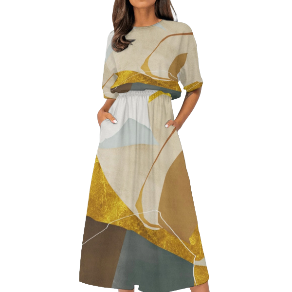 Women&#39;s Elastic Waist Casual Dress