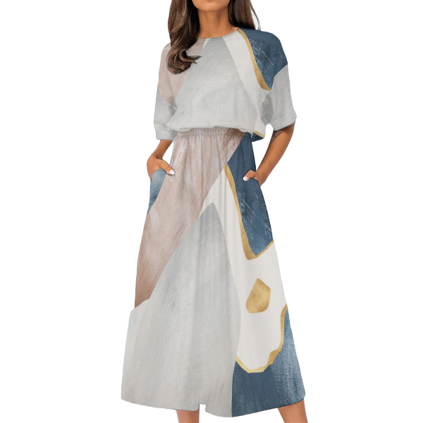 Women&#39;s Elastic Waist Casual Dress