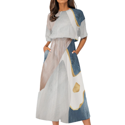 Women&#39;s Elastic Waist Casual Dress