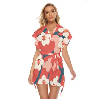 Stand-up Collar Asymmetrical Casual Dress with Belt