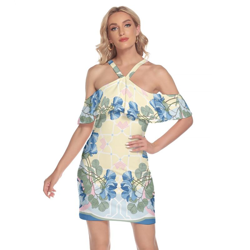 Cold Shoulder Cami Dress With Ruffle