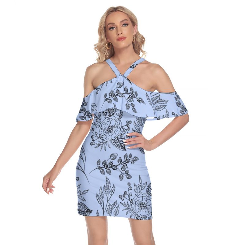 Cold Shoulder Cami Dress With Ruffle