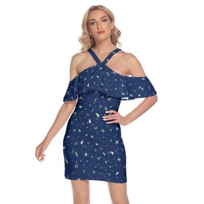 Cold Shoulder Cami Dress With Ruffle