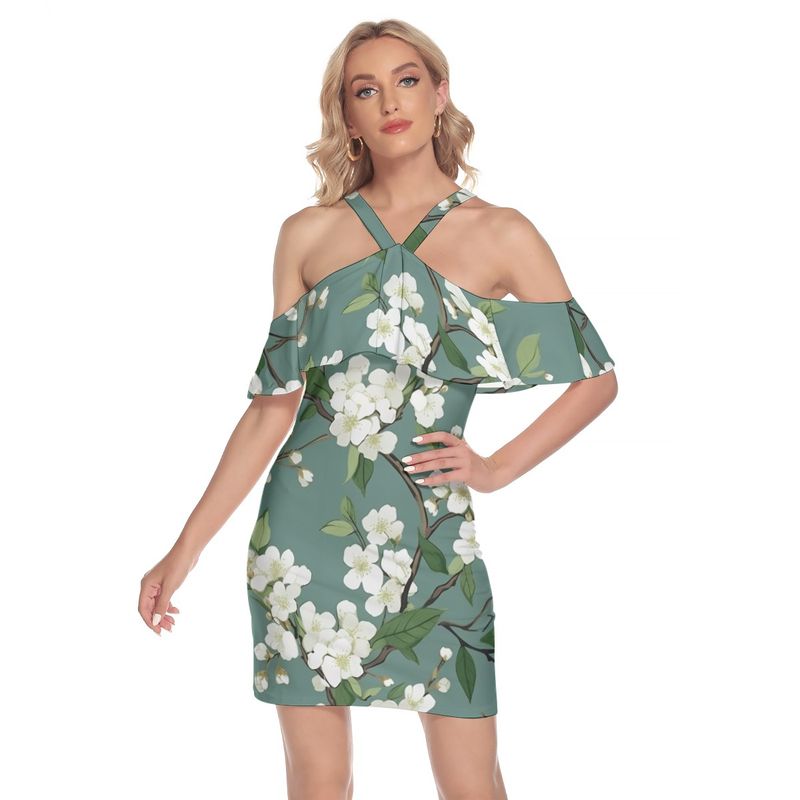 Cold Shoulder Cami Dress With Ruffle