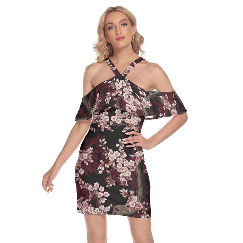 Cold Shoulder Cami Dress With Ruffle
