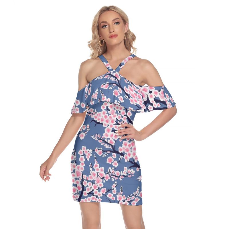 Cold Shoulder Cami Dress With Ruffle