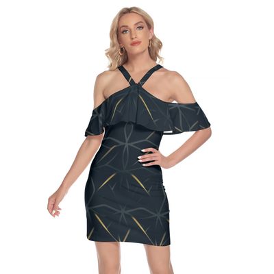 Cold Shoulder Cami Dress With Ruffle