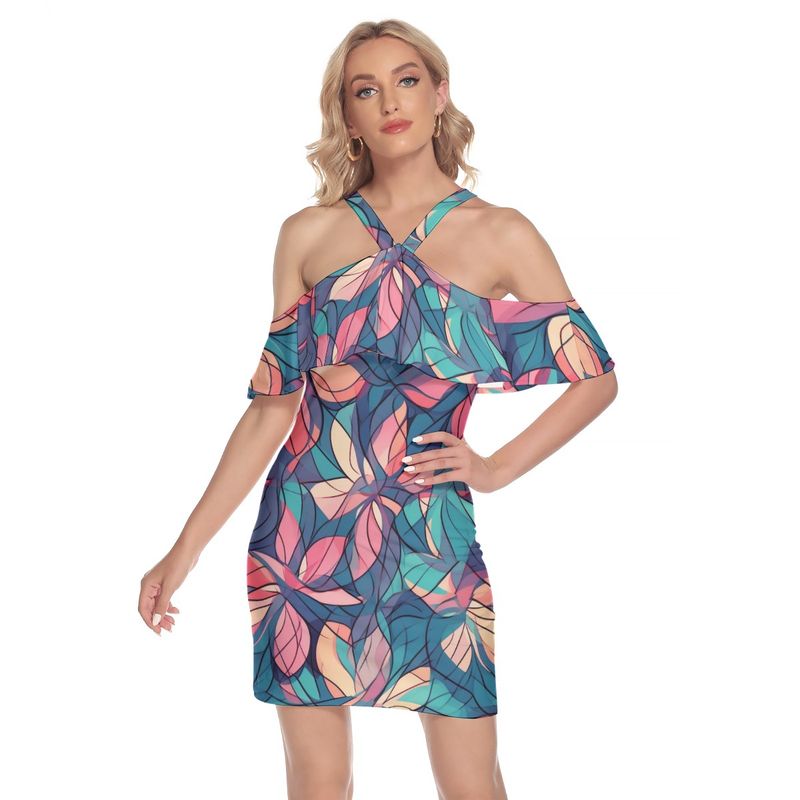 Cold Shoulder Cami Dress With Ruffle