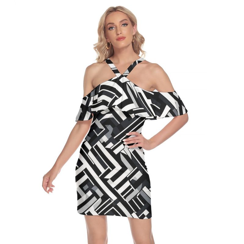 Cold Shoulder Cami Dress With Ruffle