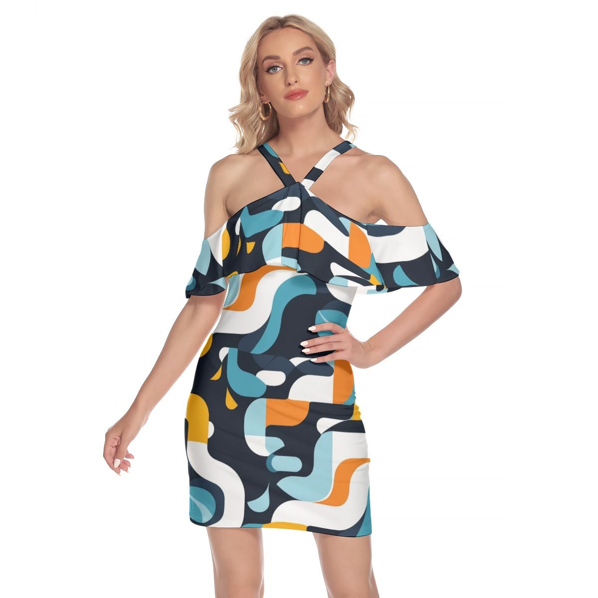 Cold Shoulder Cami Dress With Ruffle