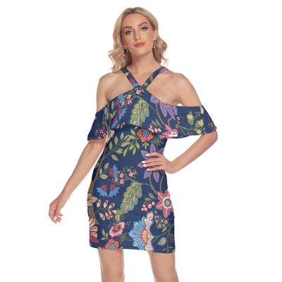 Cold Shoulder Cami Dress With Ruffle