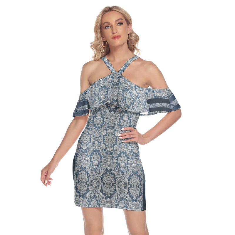 Cold Shoulder Cami Dress With Ruffle