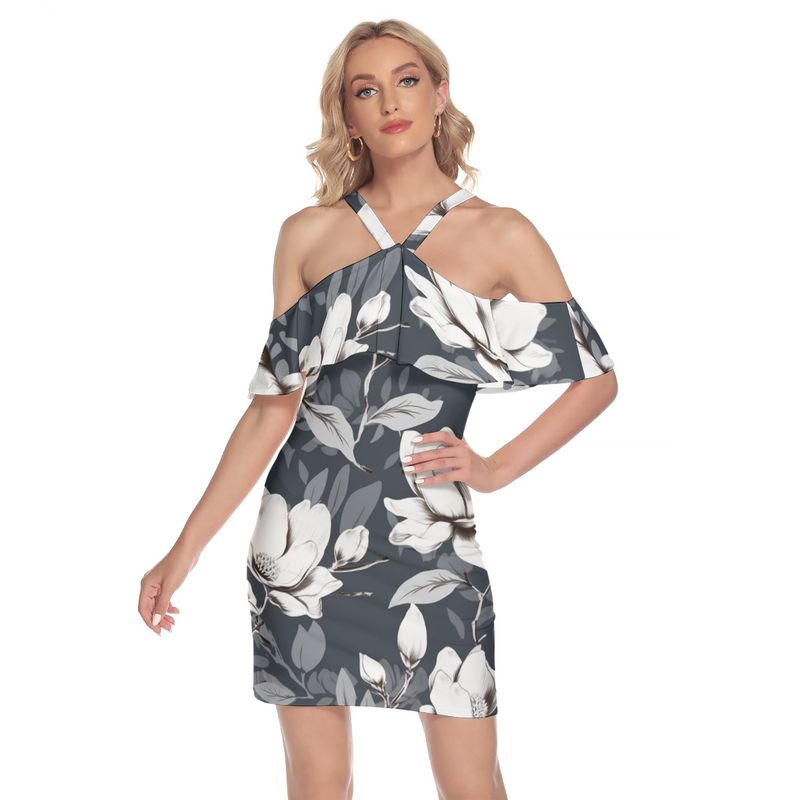 Cold Shoulder Cami Dress With Ruffle