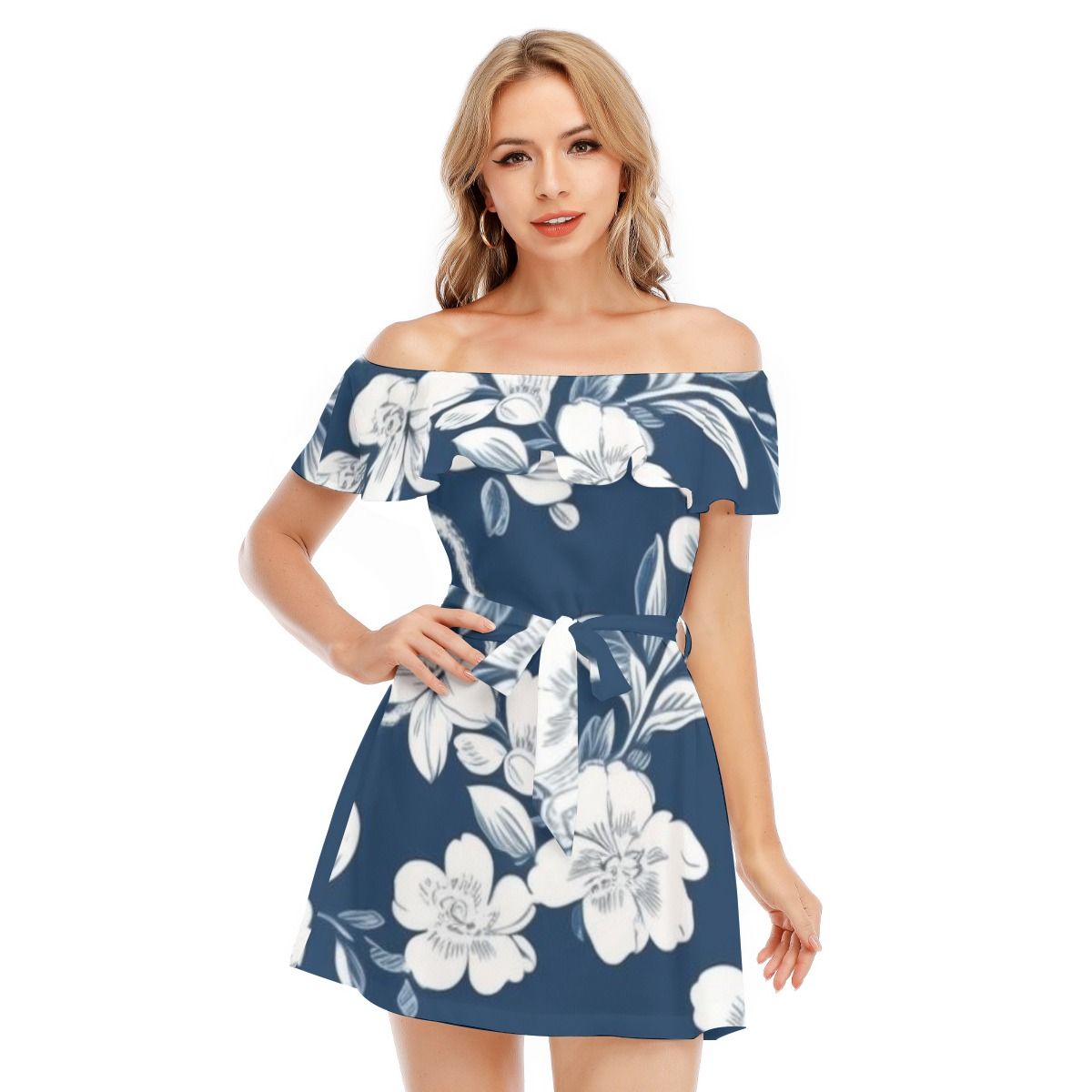 Off-Shoulder Dress With Ruffle